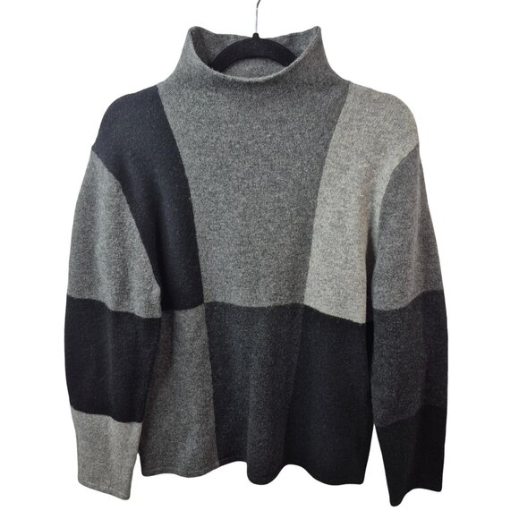 Eddie Bauer Sweater Womens M Gray 100% Wool Knit Pullover Long Sleeve Top - Picture 1 of 7